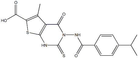 3-(4-isopropylbenzamido)-5-methyl-4-oxo-2-thioxo-1,2,3,4-tetrahydrothieno[2,3-d]pyrimidine-6-carboxylic acid Structure