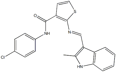 (E)-N-(4-chlorophenyl)-2-(((2-methyl-1H-indol-3-yl)methylene)amino)thiophene-3-carboxamide Structure