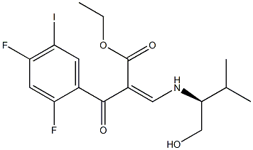 (S,Z)-ethyl 2-(2,4-difluoro-5-iodobenzoyl)-3-(1-hydroxy-3-methylbutan-2-ylamino)acrylate Structure