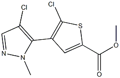 methyl 5-chloro-4-(4-chloro-1-methyl-1H-pyrazol-5-yl)thiophene-2-carboxylate,,结构式
