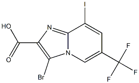 3-Bromo-8-iodo-6-trifluoromethyl-imidazo[1,2-a]pyridine-2-carboxylic acid,,结构式