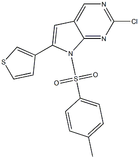 2-chloro-6-(thiophen-3-yl)-7-tosyl-7H-pyrrolo[2,3-d]pyrimidine Structure
