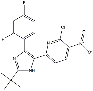 6-(2-tert-butyl-4-(2,4-difluorophenyl)-1H-imidazol-5-yl)-2-chloro-3-nitropyridine 化学構造式