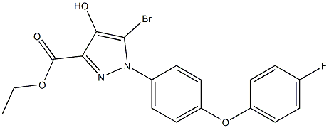 ethyl 5-bromo-1-(4-(4-fluorophenoxy)phenyl)-4-hydroxy-1H-pyrazole-3-carboxylate 化学構造式