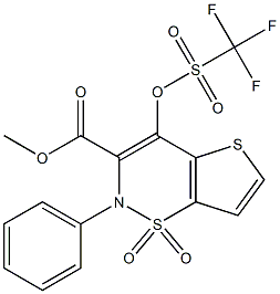 methyl 1,1-dioxy-2-phenyl-4-(trifluoromethylsulfonyloxy)-2H-thieno[2,3-e][1,2]thiazine-3-carboxylate 化学構造式