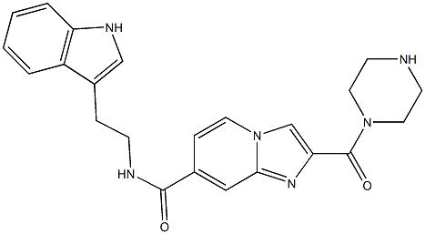 N-(2-(1H-indol-3-yl)ethyl)-2-(piperazine-1-carbonyl)imidazo[1,2-a]pyridine-7-carboxamide Struktur