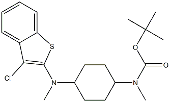 tert-butyl (1r,4r)-4-((3-chlorobenzo[b]thiophen-2-yl)methylamino)cyclohexyl(methyl)carbamate Structure