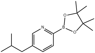 5-isobutyl-2-(4,4,5,5-tetramethyl-1,3,2-dioxaborolan-2-yl)pyridine 化学構造式