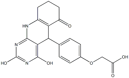 2-(4-(2,4-dihydroxy-6-oxo-5,6,7,8,9,10-hexahydropyrimido[4,5-b]quinolin-5-yl)phenoxy)acetic acid Structure
