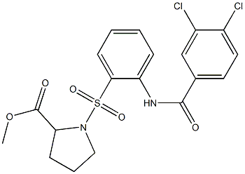 methyl 1-((2-(3,4-dichlorobenzamido)phenyl)sulfonyl)pyrrolidine-2-carboxylate,,结构式