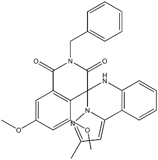 2-benzyl-5,7-dimethoxy-2'-methyl-1H,6'H-spiro[isoquinoline-4,5'-pyrazolo[1,5-c]quinazoline]-1,3(2H)-dione 化学構造式