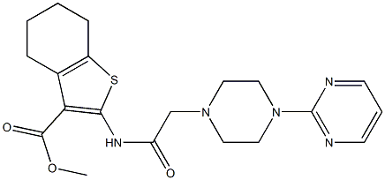 methyl 2-(2-(4-(pyrimidin-2-yl)piperazin-1-yl)acetamido)-4,5,6,7-tetrahydrobenzo[b]thiophene-3-carboxylate Structure