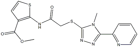 methyl 2-(2-((4-methyl-5-(pyridin-2-yl)-4H-1,2,4-triazol-3-yl)thio)acetamido)thiophene-3-carboxylate Struktur