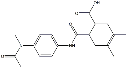 3,4-dimethyl-6-((4-(N-methylacetamido)phenyl)carbamoyl)cyclohex-3-enecarboxylic acid Structure