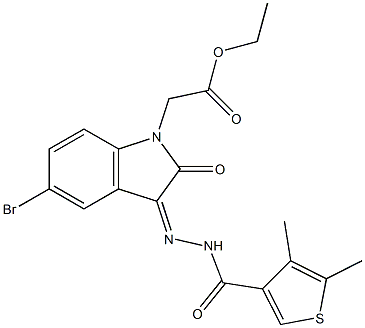 (Z)-ethyl 2-(5-bromo-3-(2-(4,5-dimethylthiophene-3-carbonyl)hydrazono)-2-oxoindolin-1-yl)acetate Structure