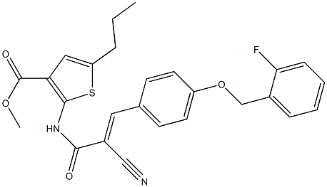 (E)-methyl 2-(2-cyano-3-(4-((2-fluorobenzyl)oxy)phenyl)acrylamido)-5-propylthiophene-3-carboxylate