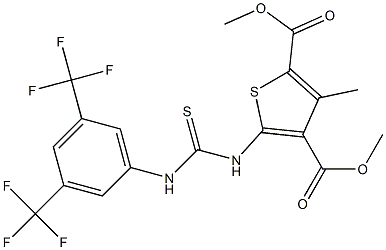 dimethyl 5-(3-(3,5-bis(trifluoromethyl)phenyl)thioureido)-3-methylthiophene-2,4-dicarboxylate 化学構造式