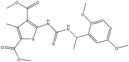 dimethyl 5-(3-(1-(2,5-dimethoxyphenyl)ethyl)thioureido)-3-methylthiophene-2,4-dicarboxylate Structure