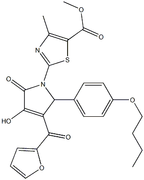 methyl 2-(2-(4-butoxyphenyl)-3-(furan-2-carbonyl)-4-hydroxy-5-oxo-2,5-dihydro-1H-pyrrol-1-yl)-4-methylthiazole-5-carboxylate Structure