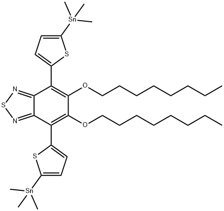 5,6-双(辛氧基)-4,7-双[5-(三甲基锡) -2-噻吩基]苯并[C][1,2,5]噻二唑 结构式