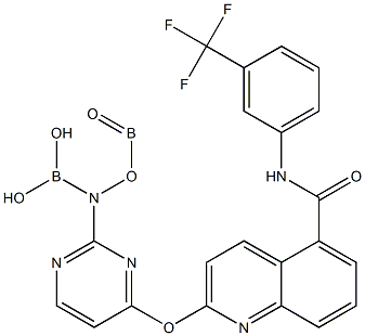 ((oxoboryl)oxy)(4-((5-((3-(trifluoromethyl)phenyl)carbamoyl)quinolin-2-yl)oxy)pyrimidin-2-yl)boramidic acid