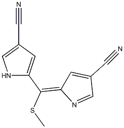 (E)-5-((4-cyano-2H-pyrrol-2-ylidene)(methylthio)methyl)-1H-pyrrole-3-carbonitrile 结构式