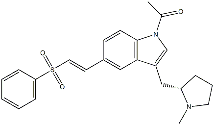 Ethanone, 1-[3-[[(2S)-1-methyl-2-pyrrolidinyl]methyl]-5-[(1E)-2-(phenylsulfonyl)ethenyl]-1H-indol-1-yl]- Struktur