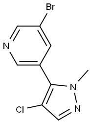 3-bromo-5-(4-chloro-1-methyl-1H-pyrazol-5-yl)pyridine Struktur
