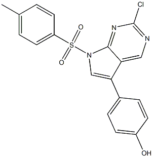 4-(2-chloro-7-tosyl-7H-pyrrolo[2,3-d]pyrimidin-5-yl)phenol,,结构式