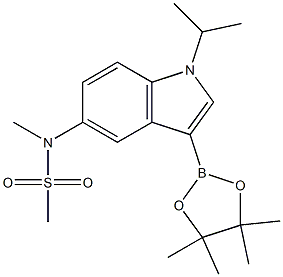 N-(1-isopropyl-3-(4,4,5,5-tetramethyl-1,3,2-dioxaborolan-2-yl)-1H-indol-5-yl)-N-methylmethanesulfonamide Struktur