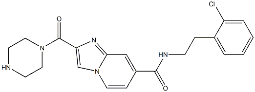 N-(2-chlorophenethyl)-2-(piperazine-1-carbonyl)imidazo[1,2-a]pyridine-7-carboxamide Struktur