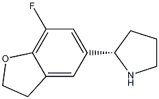 (S)-2-(7-fluoro-2,3-dihydrobenzofuran-5-yl)pyrrolidine 化学構造式