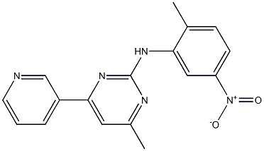 4-methyl-N-(2-methyl-5-nitrophenyl)-6-(pyridin-3-yl)pyrimidin-2-amine Struktur