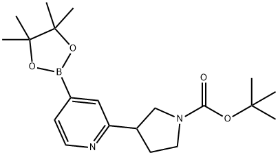 tert-butyl 3-(4-(4,4,5,5-tetramethyl-1,3,2-dioxaborolan-2-yl)pyridin-2-yl)pyrrolidine-1-carboxylate 化学構造式