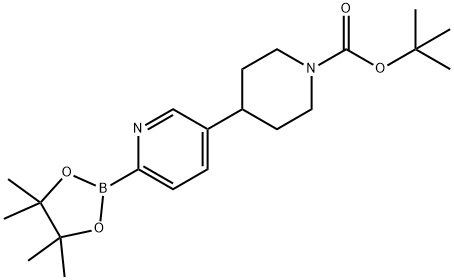 tert-butyl 4-(6-(4,4,5,5-tetramethyl-1,3,2-dioxaborolan-2-yl)pyridin-3-yl)piperidine-1-carboxylate Struktur