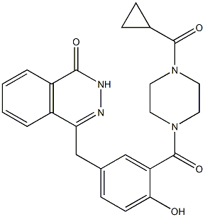 4-(3-(4-(cyclopropanecarbonyl)piperazine-1-carbonyl)-4-hydroxybenzyl)phthalazin-1(2H)-one 化学構造式
