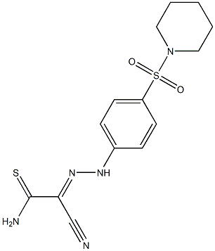 2-cyano-2-{[4-(1-piperidinylsulfonyl)phenyl]hydrazono}ethanethioamide Struktur
