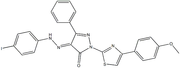 4-[(4-iodophenyl)hydrazono]-2-[4-(4-methoxyphenyl)-1,3-thiazol-2-yl]-5-phenyl-2,4-dihydro-3H-pyrazol-3-one Structure