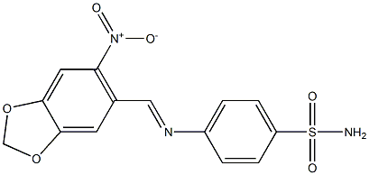 4-{[(6-nitro-1,3-benzodioxol-5-yl)methylene]amino}benzenesulfonamide,,结构式