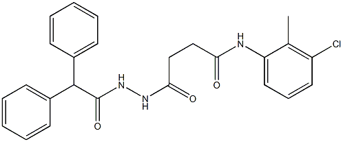 N-(3-chloro-2-methylphenyl)-4-[2-(diphenylacetyl)hydrazino]-4-oxobutanamide 化学構造式