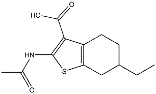 2-acetamido-6-ethyl-4,5,6,7-tetrahydrobenzo[b]thiophene-3-carboxylic acid Struktur