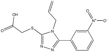 2-((4-allyl-5-(3-nitrophenyl)-4H-1,2,4-triazol-3-yl)thio)acetic acid 化学構造式