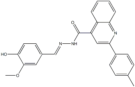 (E)-N'-(4-hydroxy-3-methoxybenzylidene)-2-(p-tolyl)quinoline-4-carbohydrazide Struktur