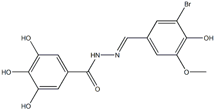 (E)-N'-(3-bromo-4-hydroxy-5-methoxybenzylidene)-3,4,5-trihydroxybenzohydrazide Struktur