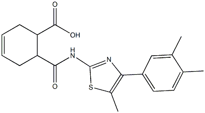 6-((4-(3,4-dimethylphenyl)-5-methylthiazol-2-yl)carbamoyl)cyclohex-3-enecarboxylic acid 结构式