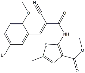 (E)-methyl 2-(3-(5-bromo-2-methoxyphenyl)-2-cyanoacrylamido)-5-methylthiophene-3-carboxylate Structure