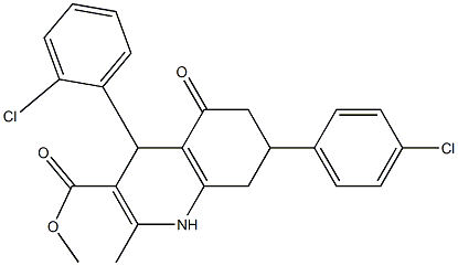 methyl 4-(2-chlorophenyl)-7-(4-chlorophenyl)-2-methyl-5-oxo-1,4,5,6,7,8-hexahydroquinoline-3-carboxylate 化学構造式