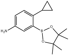 4-cyclopropyl-3-(4,4,5,5-tetramethyl-1,3,2-dioxaborolan-2-yl)aniline 化学構造式