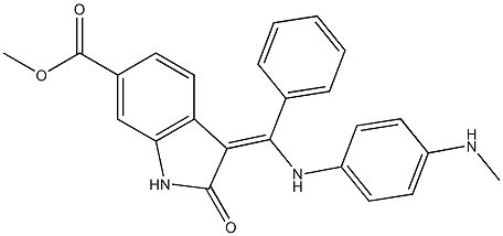methyl (Z)-3-(((4-(methylamino)phenyl)amino)(phenyl)methylene)-2-oxoindoline-6-carboxylate Struktur