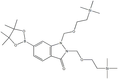 6-(4,4,5,5-tetramethyl-1,3,2-dioxaborolan-2-yl)-1,2-bis((2-(trimethylsilyl)ethoxy)methyl)-1H-indazol-3(2H)-one 结构式